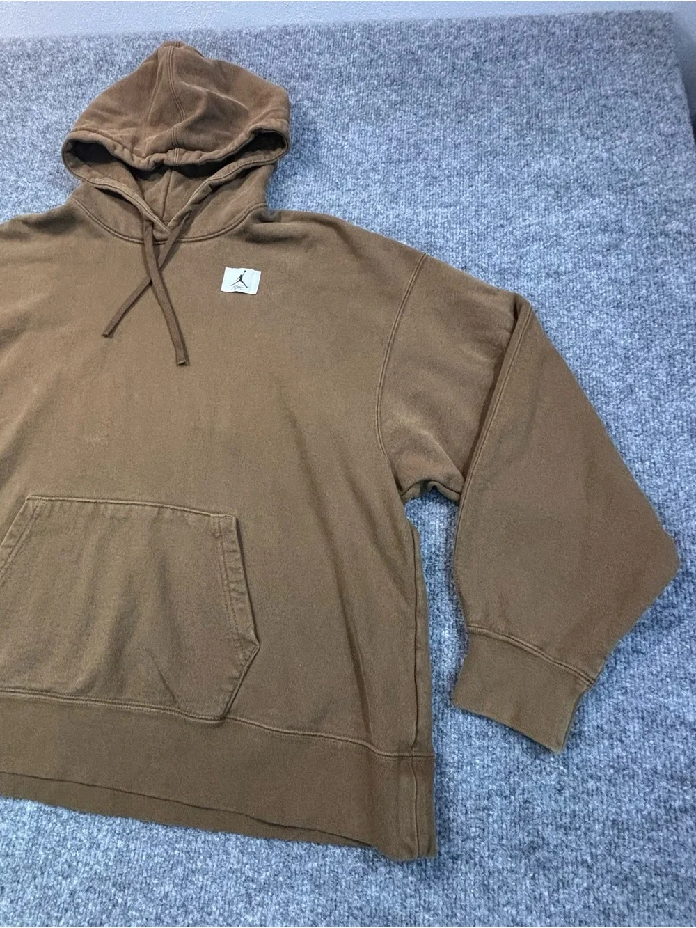 Nike Air Jordan Flight Hoodie Mens Medium Brown Washed Oversized Sweatshirt